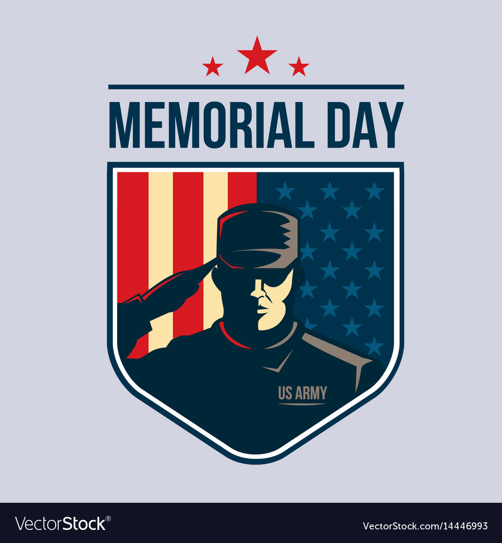 Shield with soldier saluting Royalty Free Vector Image