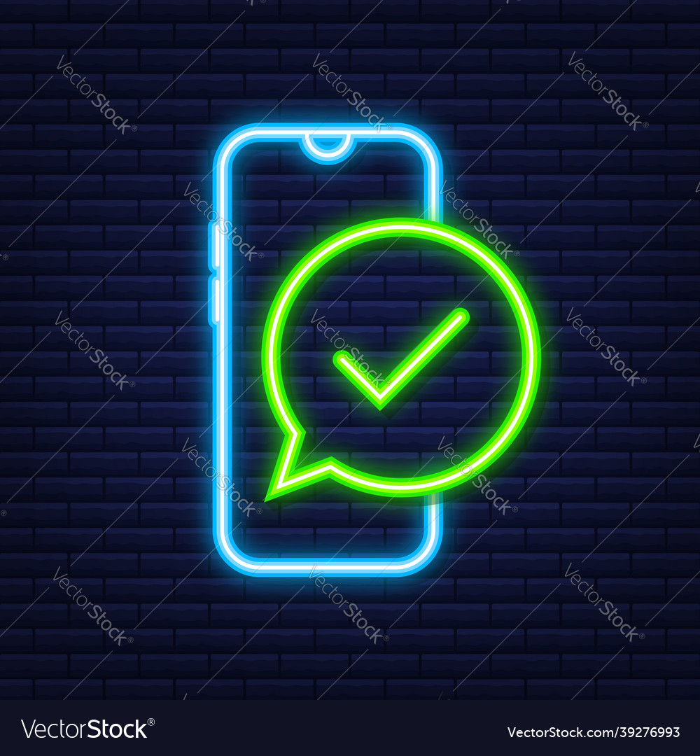 Smartphone with checkmark or tick notification vector image Smartphone with checkmark or tick notification