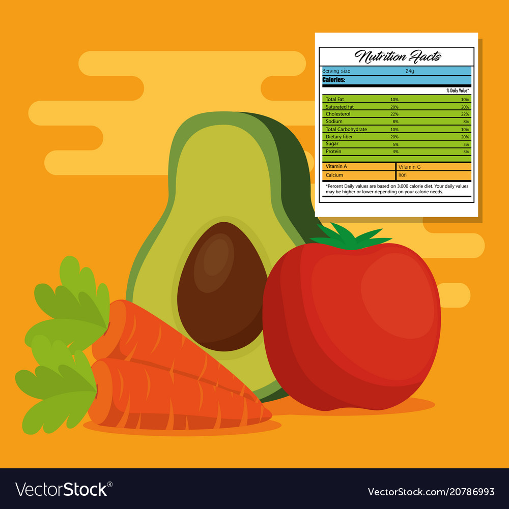 Vegetables group with nutrition facts Royalty Free Vector