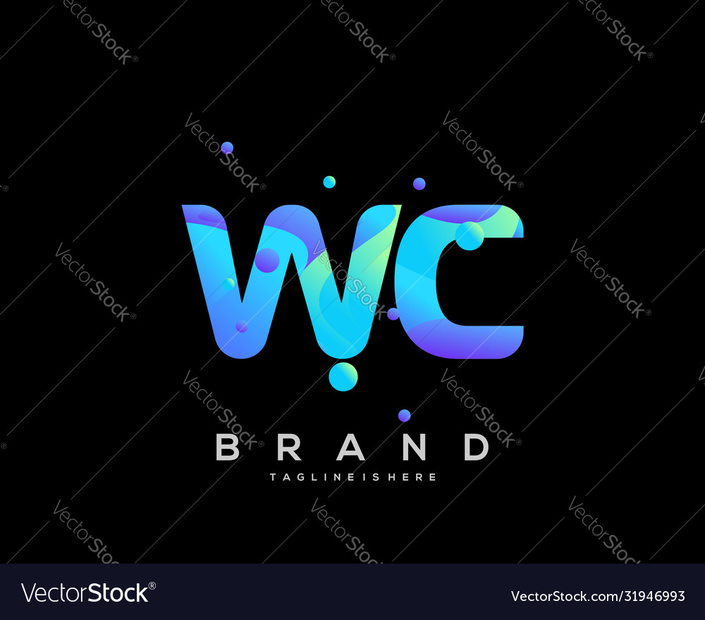 Wc initial logo with colorful template vector image Wc initial logo with colorful template