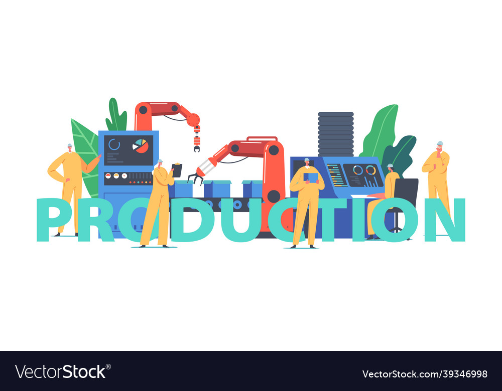 Automated production process concept factory vector image Automated production process concept factory