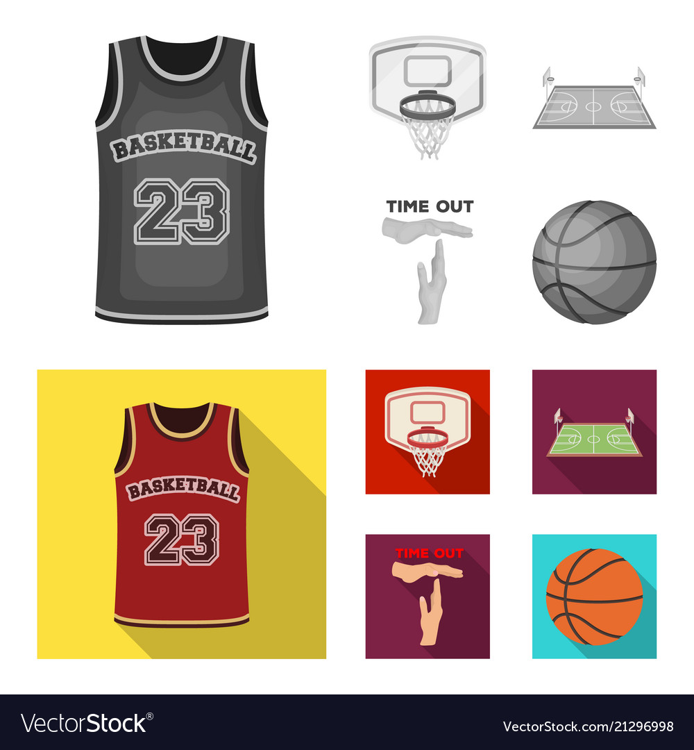 Basketball and attributes monochromeflat icons Vector Image