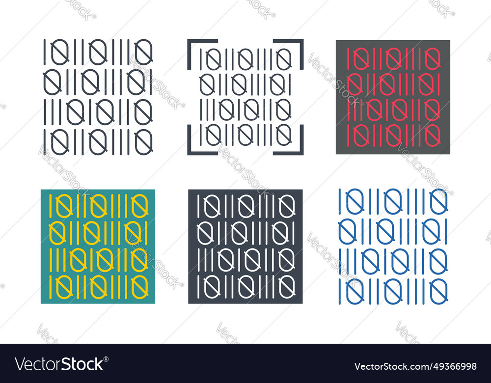 Binary code icon collection with different styles vector image Binary code icon collection with different styles