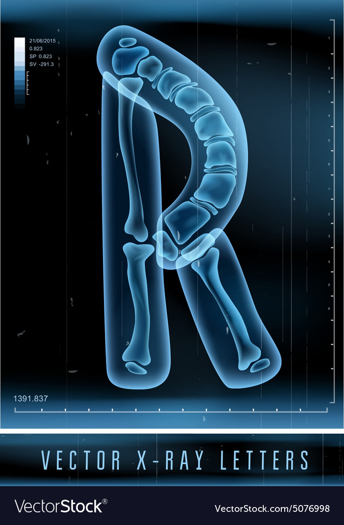 Blue 3d x ray style alphabet