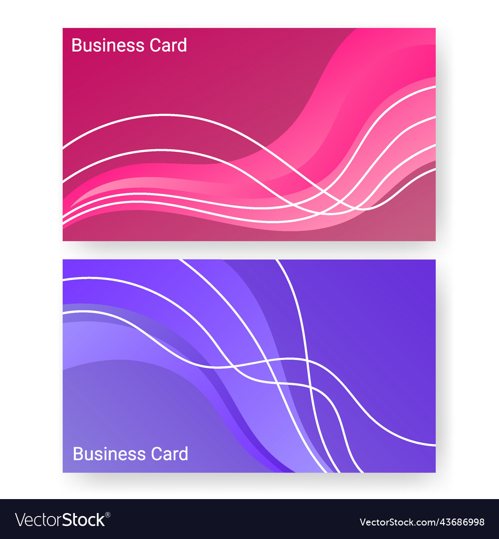 Business card name template set wave pattern