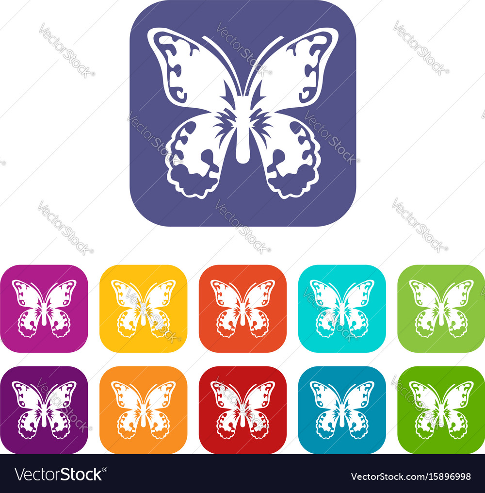 Butterfly icons set Royalty Free Vector Image - VectorStock