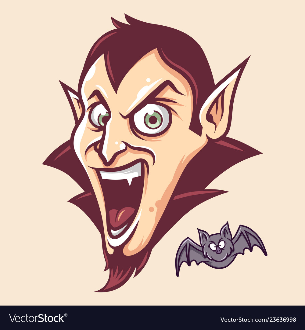 Cartoon Dracula and Bat