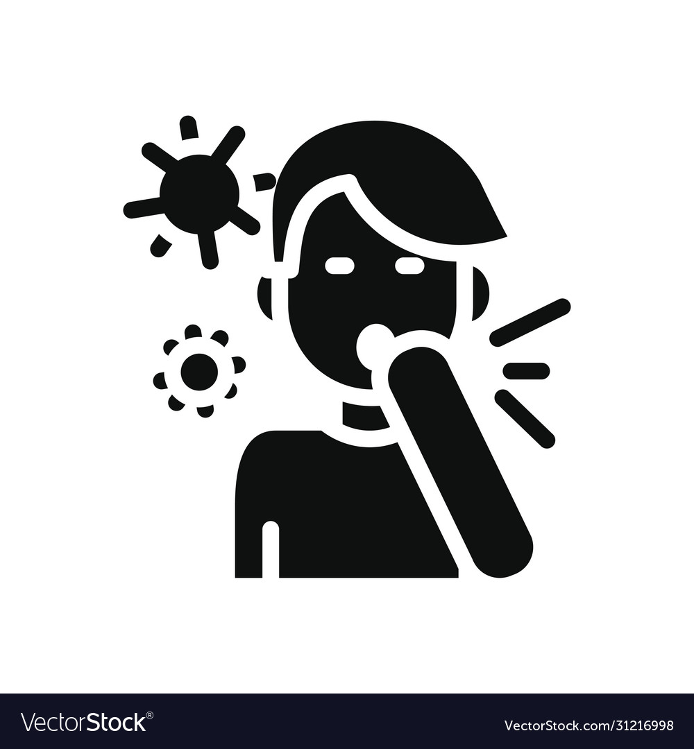 Cartoon man coughing icon silhouette style Vector Image