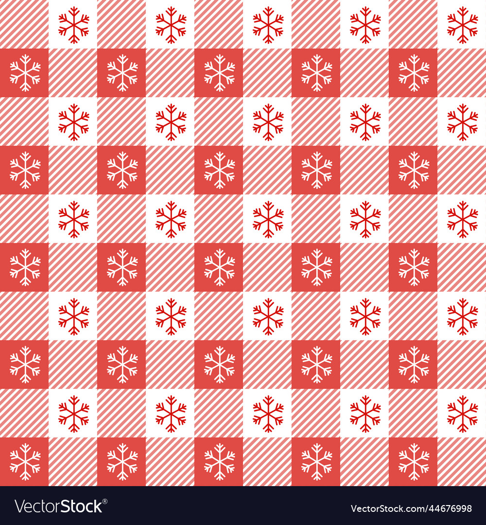 checkered-christmas-pattern-with-snowflakes-vector-image