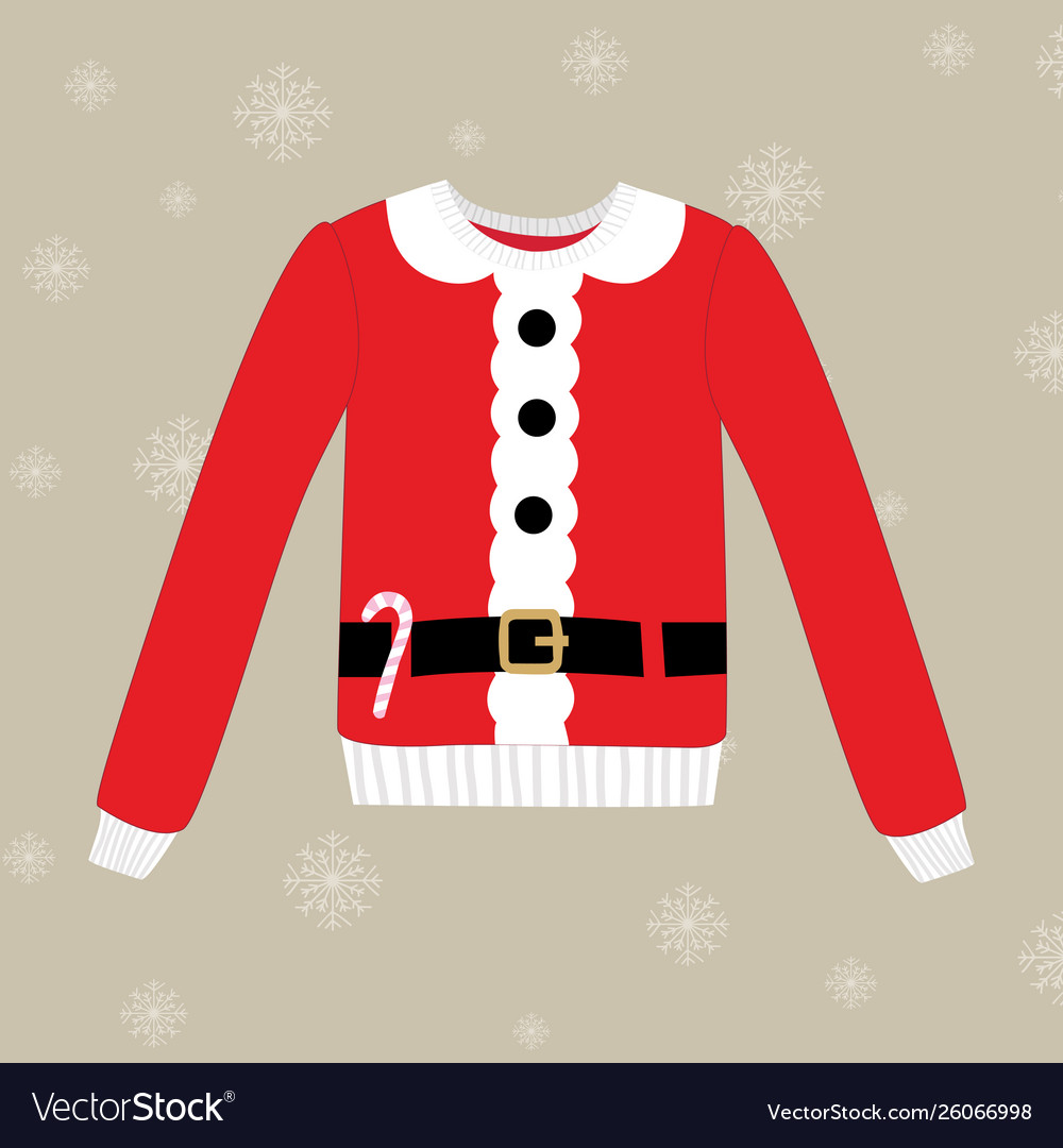 Christmas sweater on background with snowflakes Vector Image