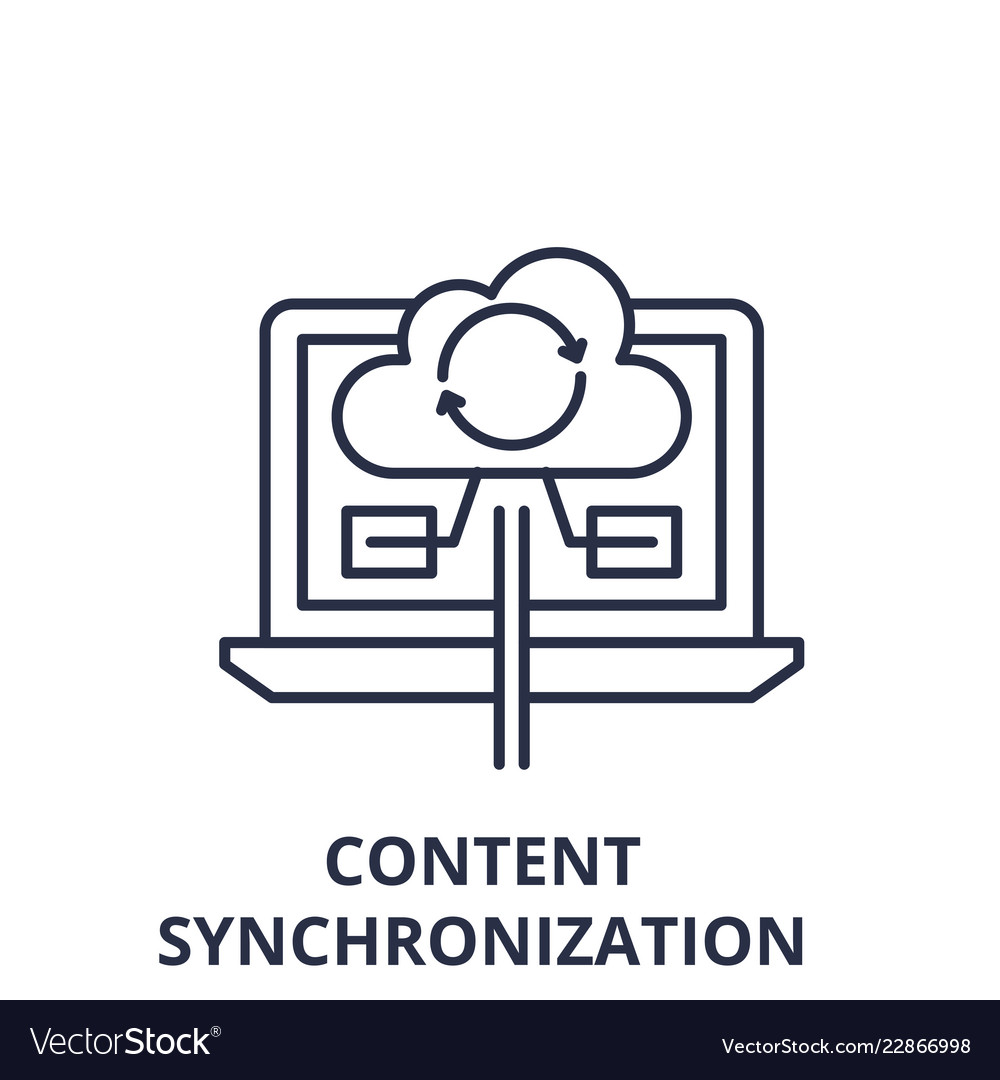 Content synchronization line icon concept vector image Content synchronization line icon concept