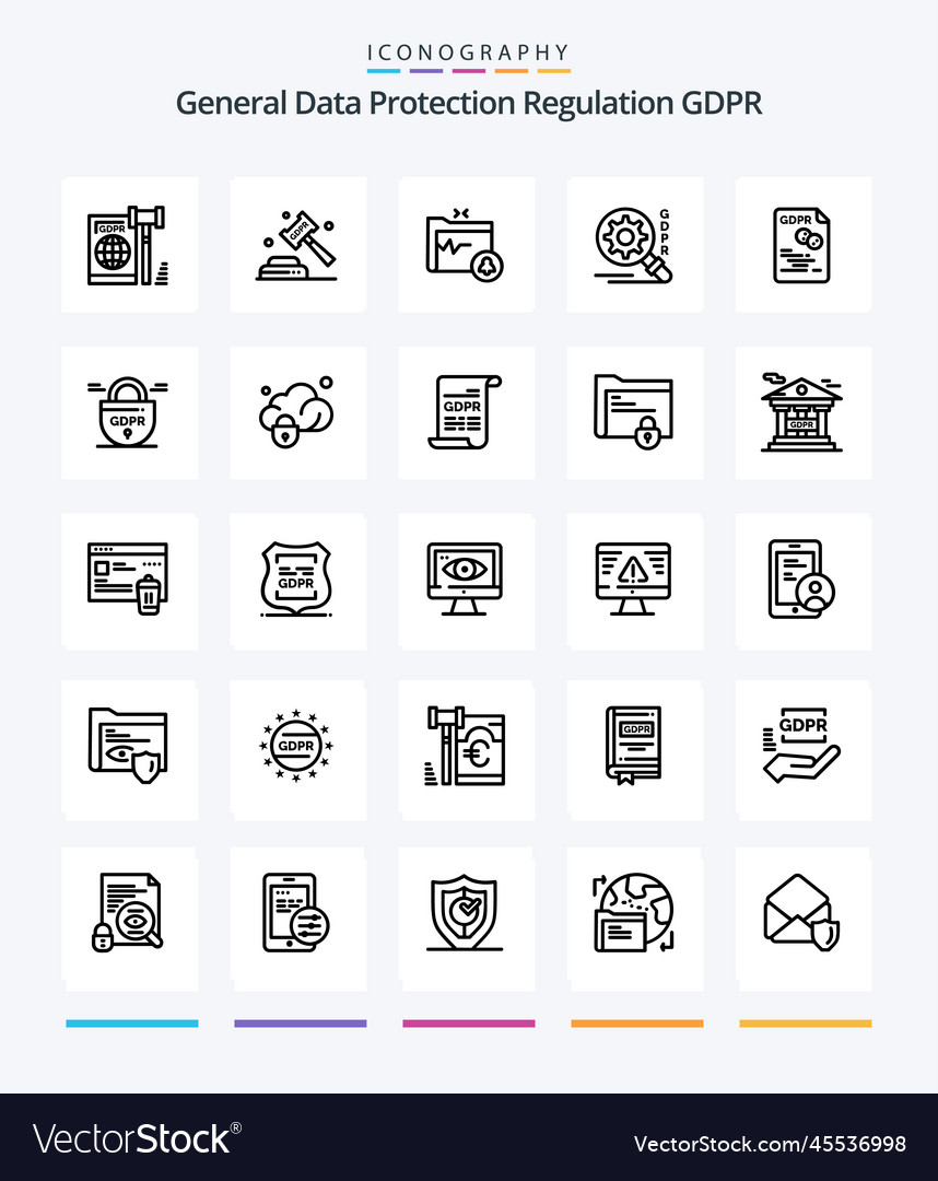 Creative gdpr 25 outline icon pack