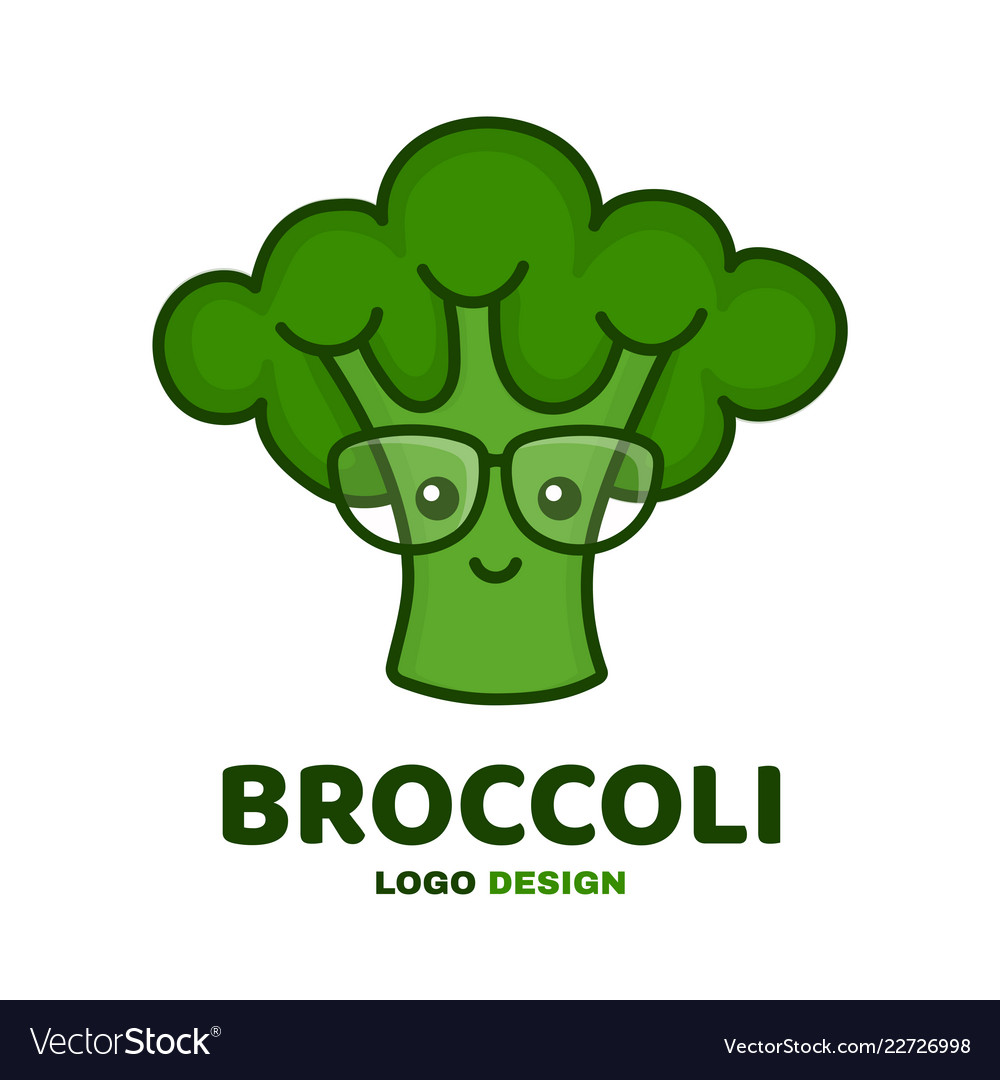 Cute smiling smart broccoli in glasses vector image Cute smiling smart broccoli in glasses