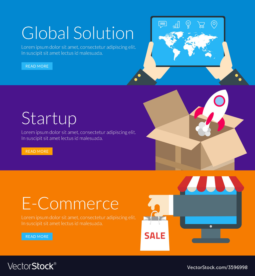 Flat design concept for global solution startup