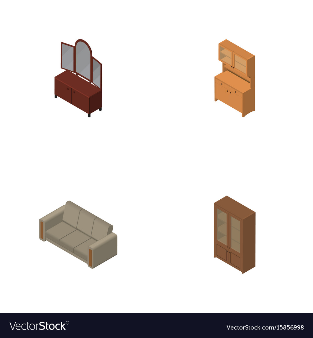 Isometric Furniture Set Of Cupboard Couch Drawer Vector Image