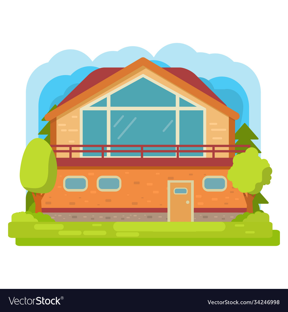 Modern suburban american housefamily home vector image Modern suburban american housefamily home