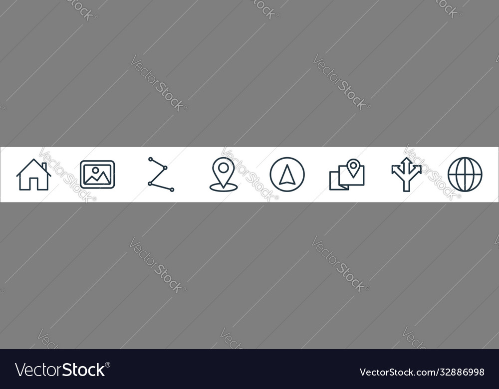 Navigation line icons linear set quality vector image Navigation line icons linear set quality