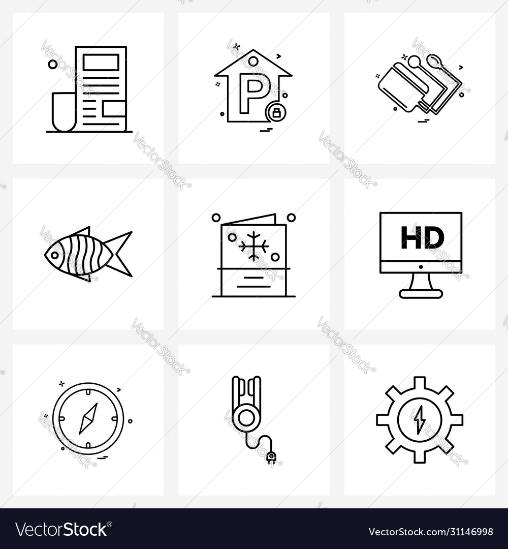 Set 9 simple line icons for web and print