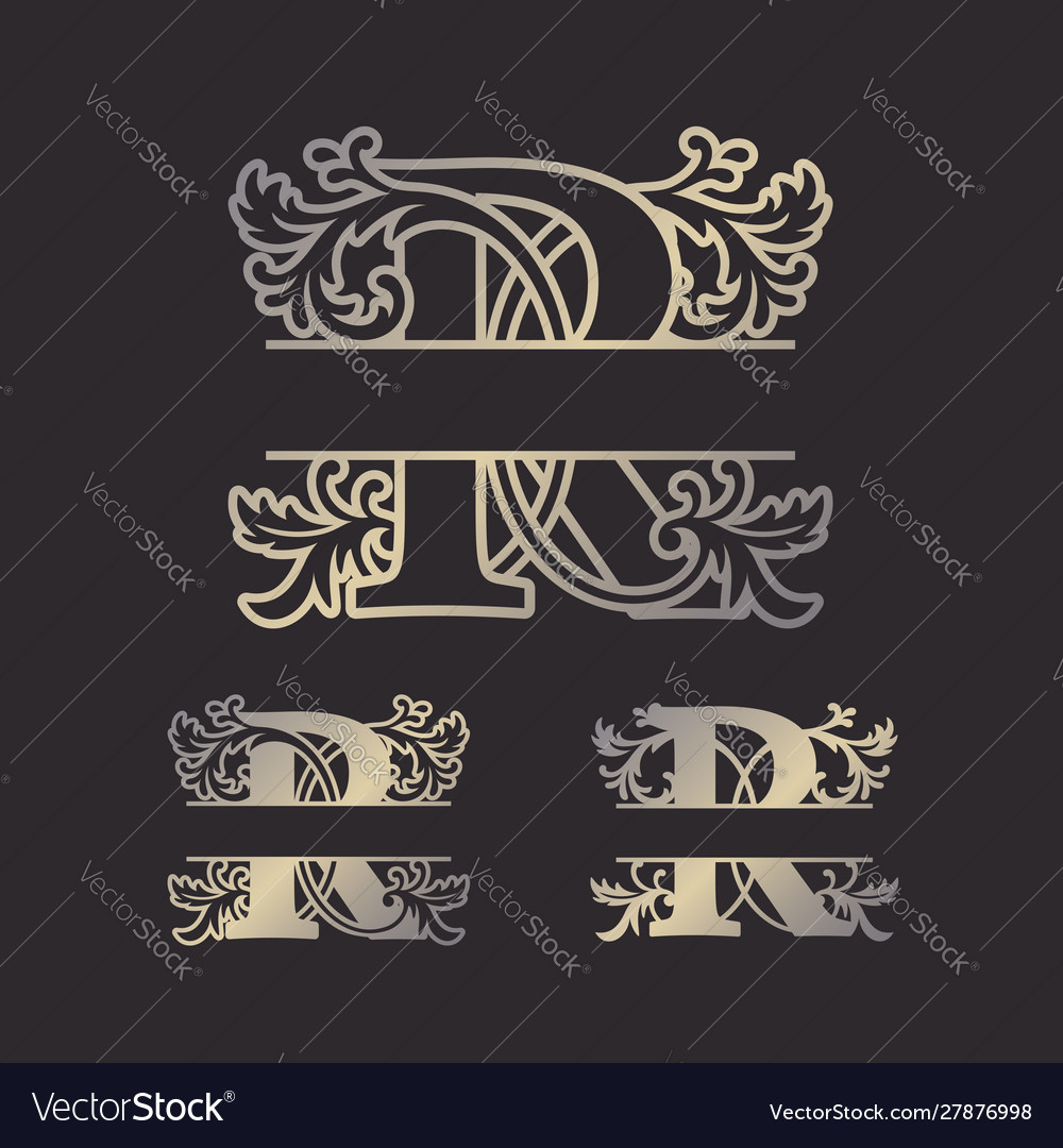 Split letters monogram font alphabet