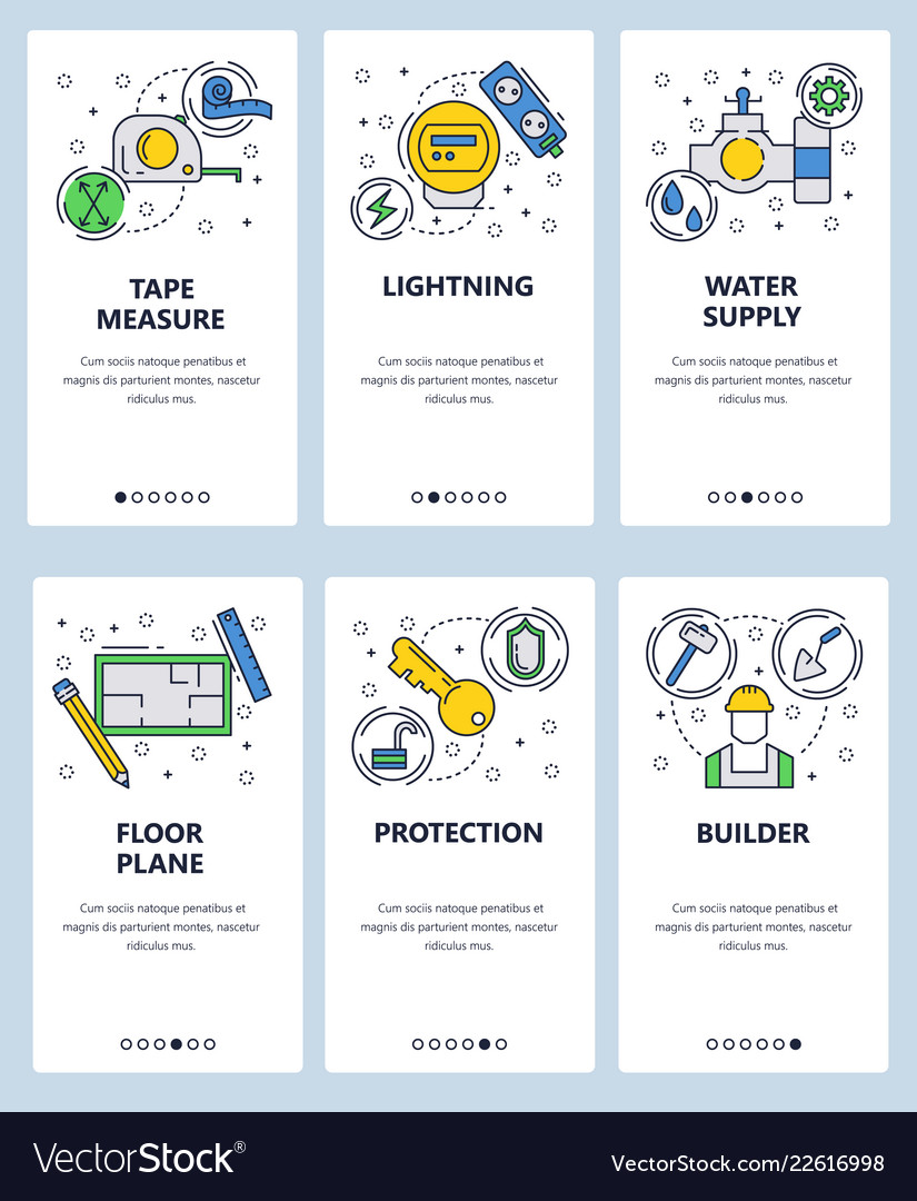Web site linear art onboarding screens