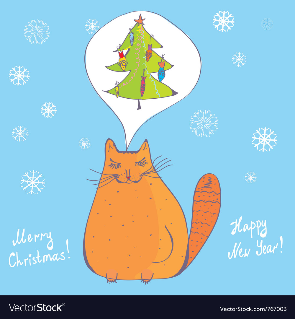 Christmas cat Royalty Free Vector Image - VectorStock