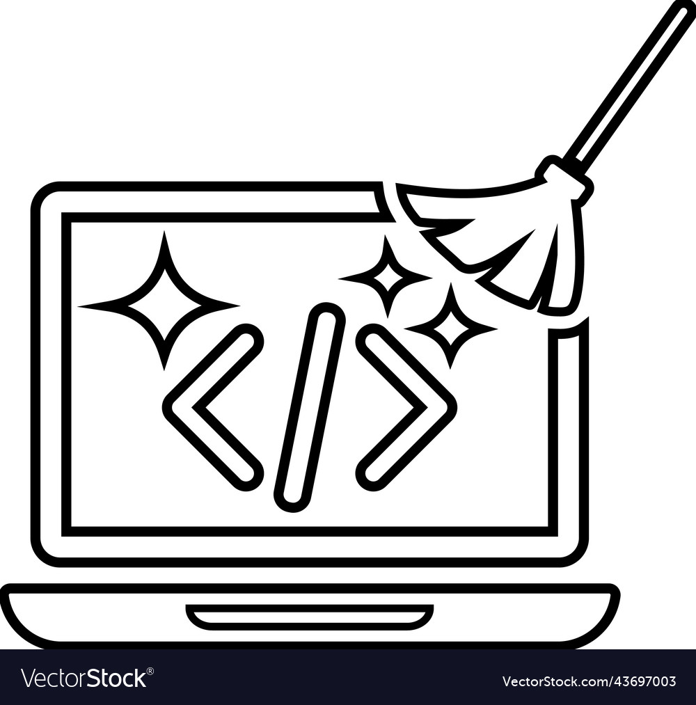 Clean code coding outline icon line art