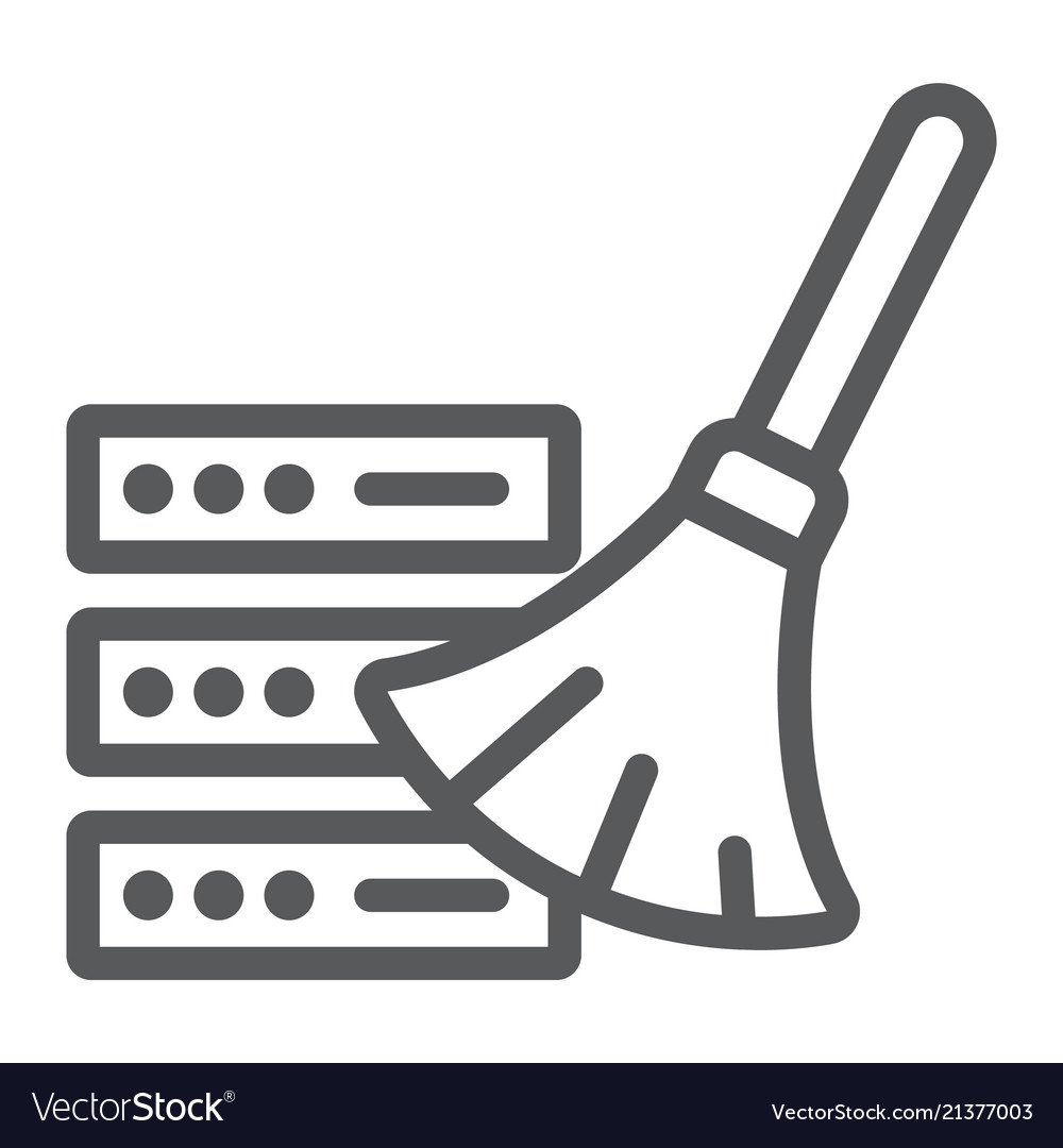 Database cleaning line icon data and analytics