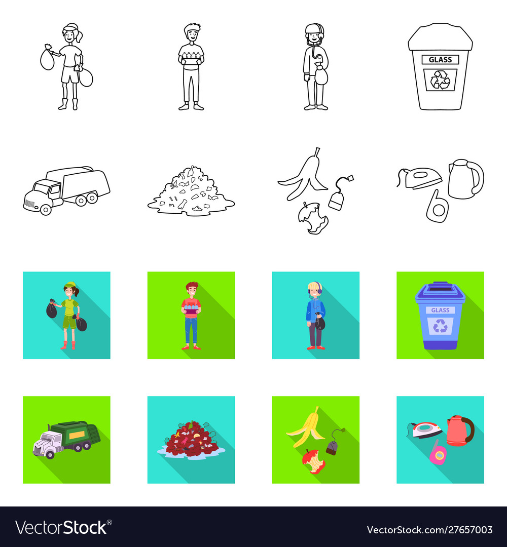 Design waste and garbage icon set