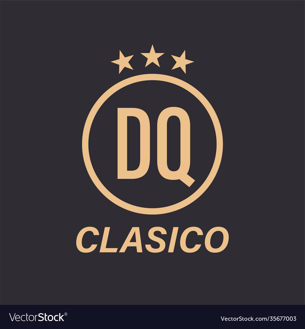 Dq letter logo design with star icon classic