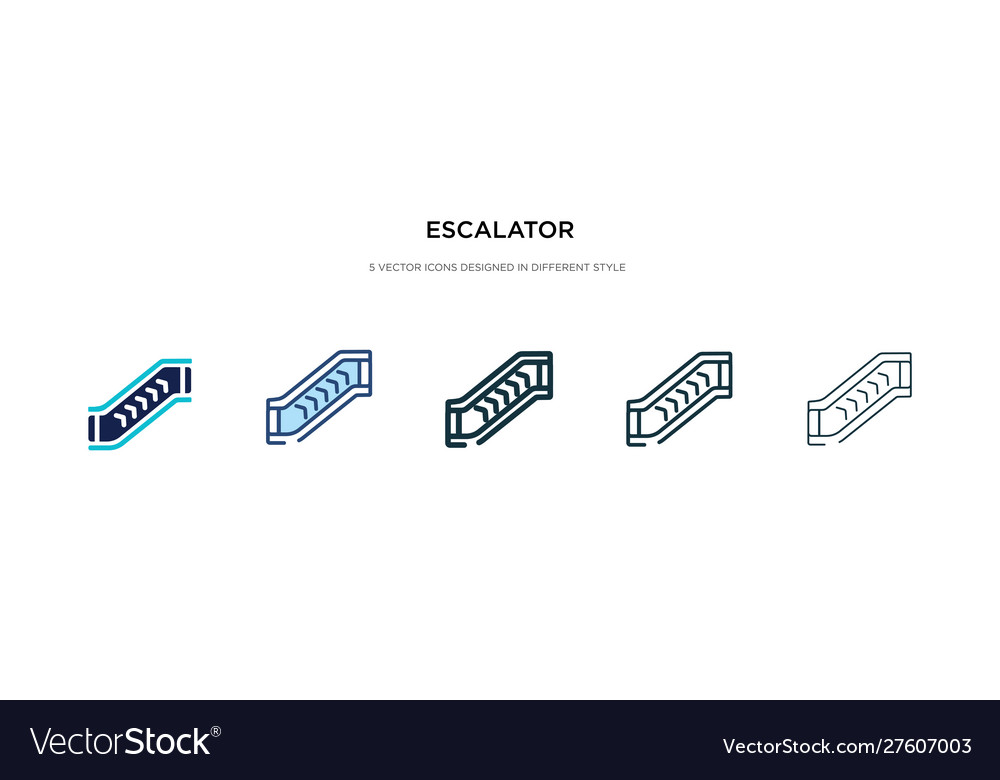 Escalator icon in different style two colored vector image Escalator icon in different style two colored