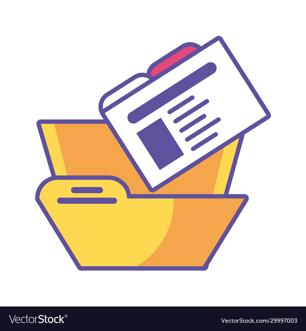 Folder with file sheet on white background Vector Image Folder with file sheet on white background