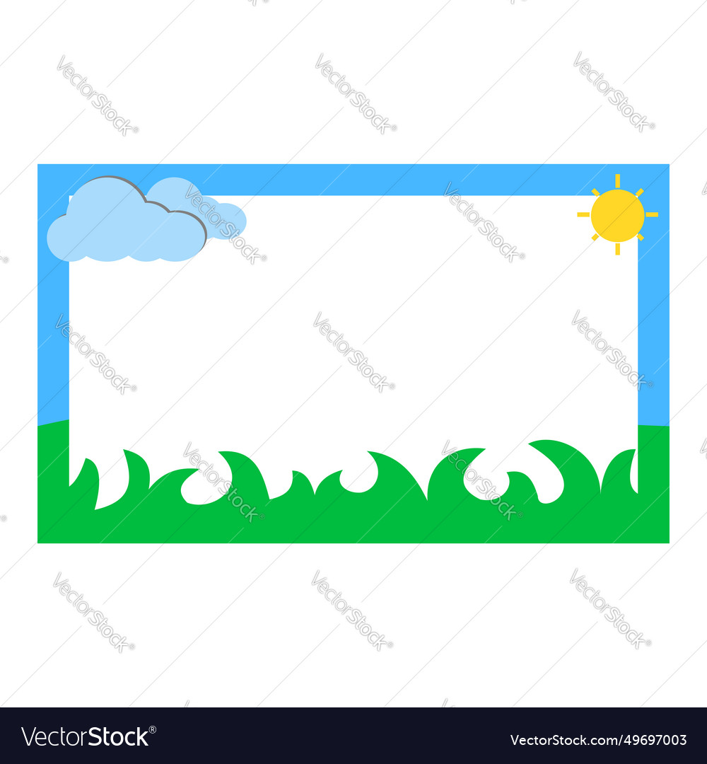 Frame with clouds and sun on a white background Vector Image Frame with clouds and sun on a white background