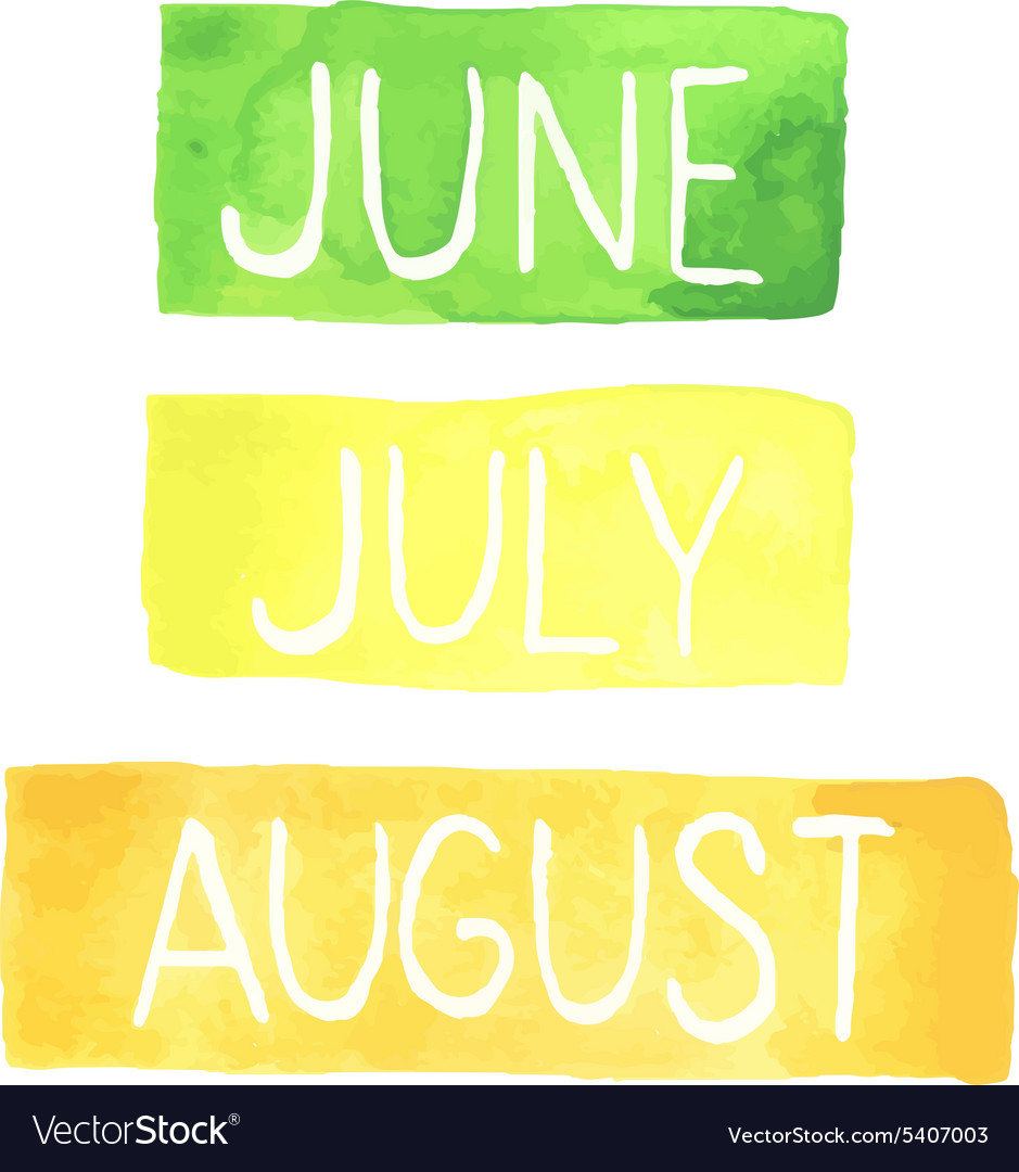 Hand painted watercolor tablets with summer months