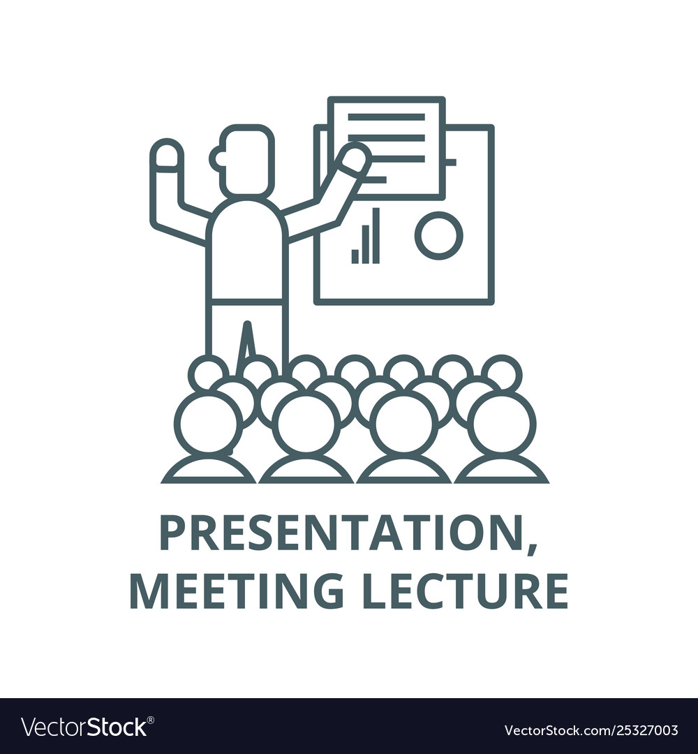 Presentationmeetinglecture line icon Vector Image Presentationmeetinglecture line icon