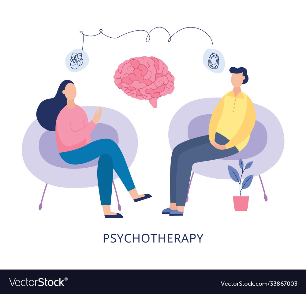 Psychotherapy poster - cartoon people at mental Vector Image