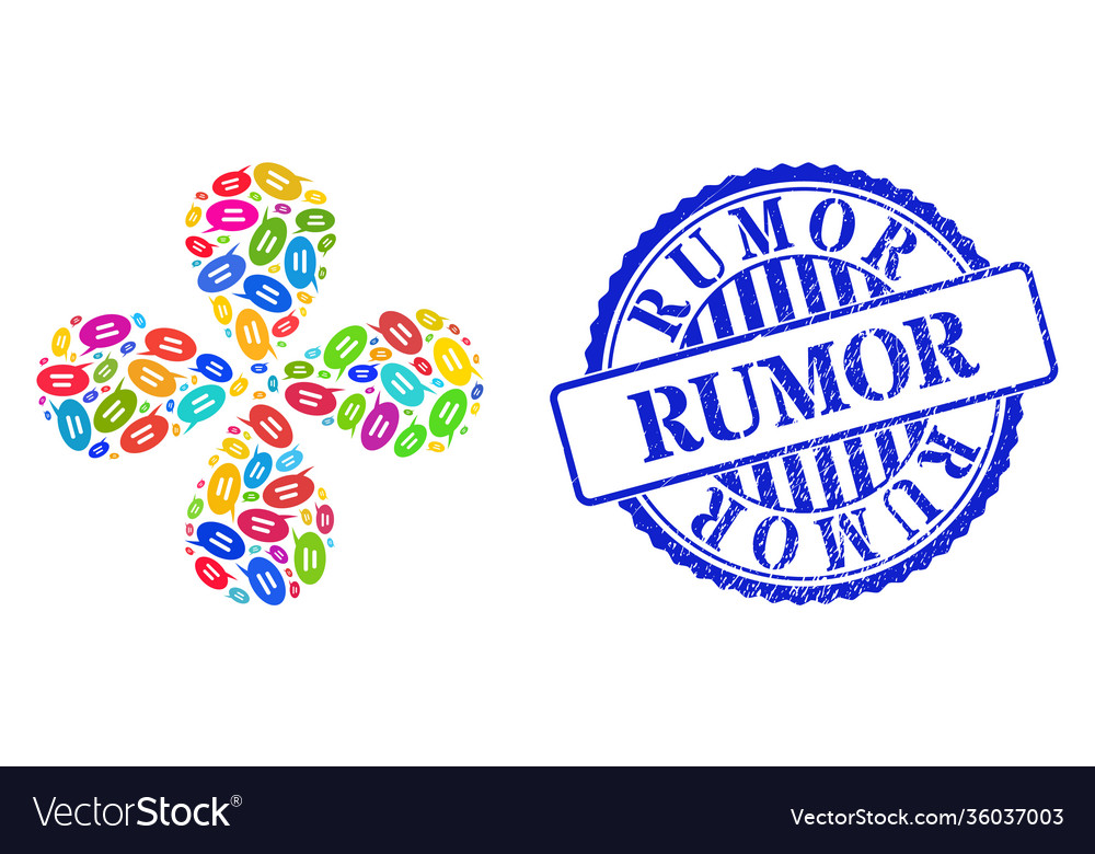 Rumor scratched seal and text message multicolored vector image Rumor scratched seal and text message multicolored