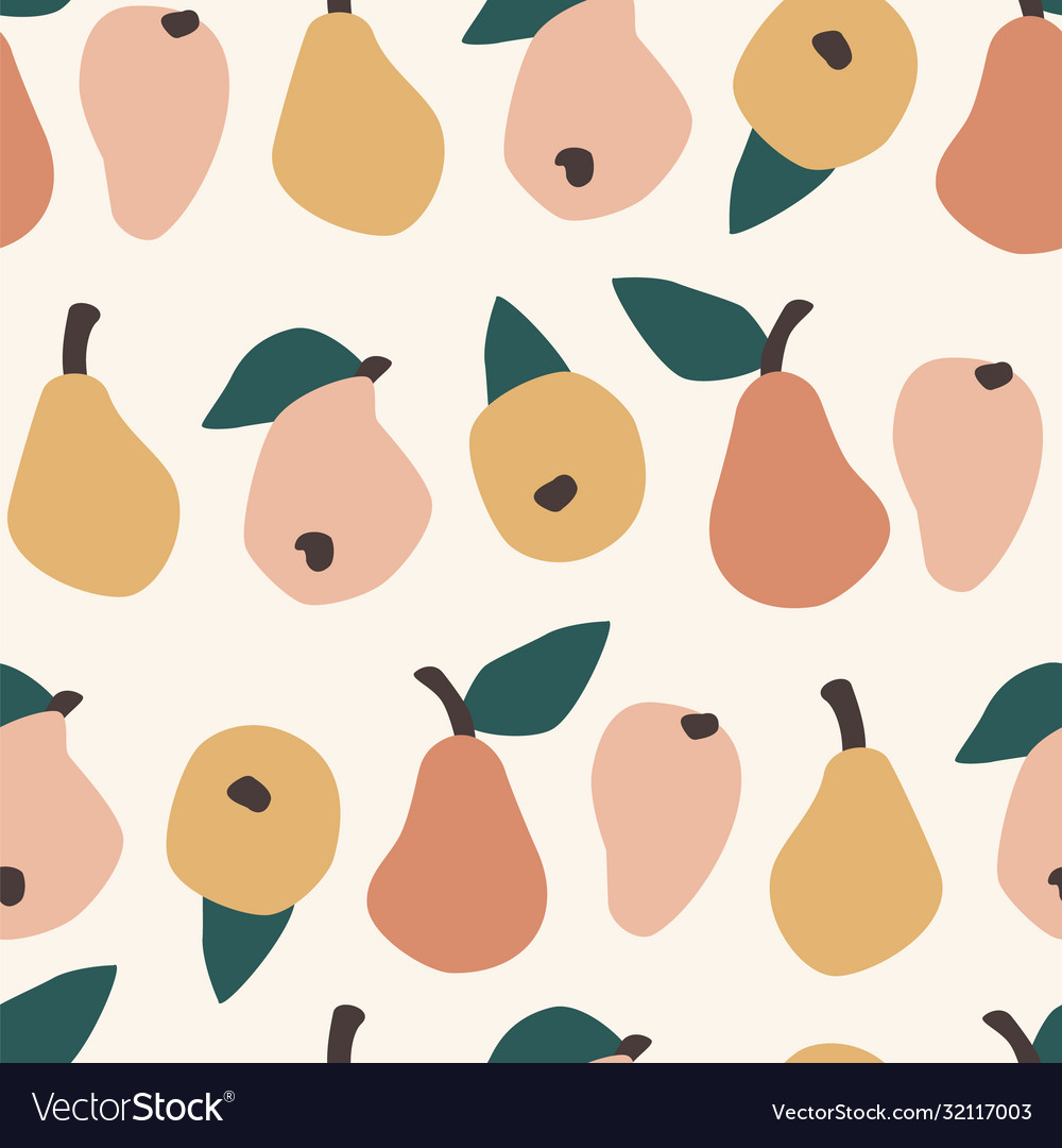 Seamless pattern with simple pears trendy vector image Seamless pattern with simple pears trendy