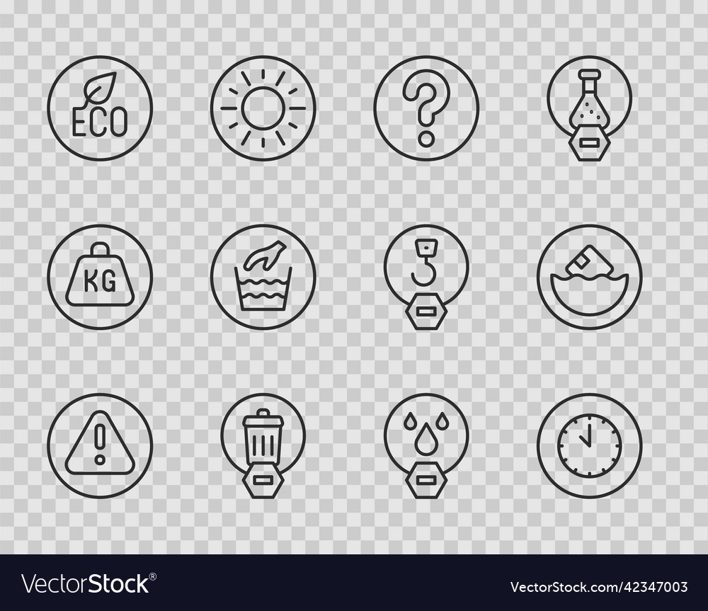 Set line exclamation mark in triangle clock vector image Set line exclamation mark in triangle clock