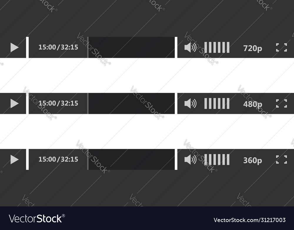 Set movie player line - bar icon for web vector image Set movie player line - bar icon for web