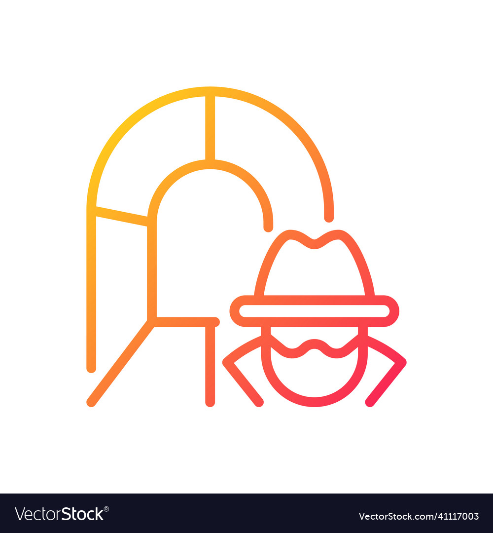 Smuggling tunnel gradient linear icon vector image Smuggling tunnel gradient linear icon