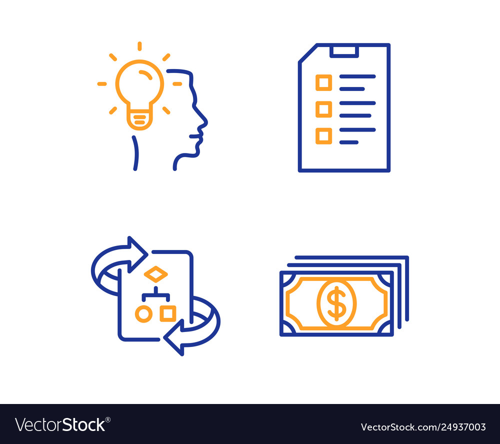 Technische Algorithmus-Idee und Checkliste-Icons-Set vector image Technische Algorithmus-Idee und Checkliste-Icons-Set