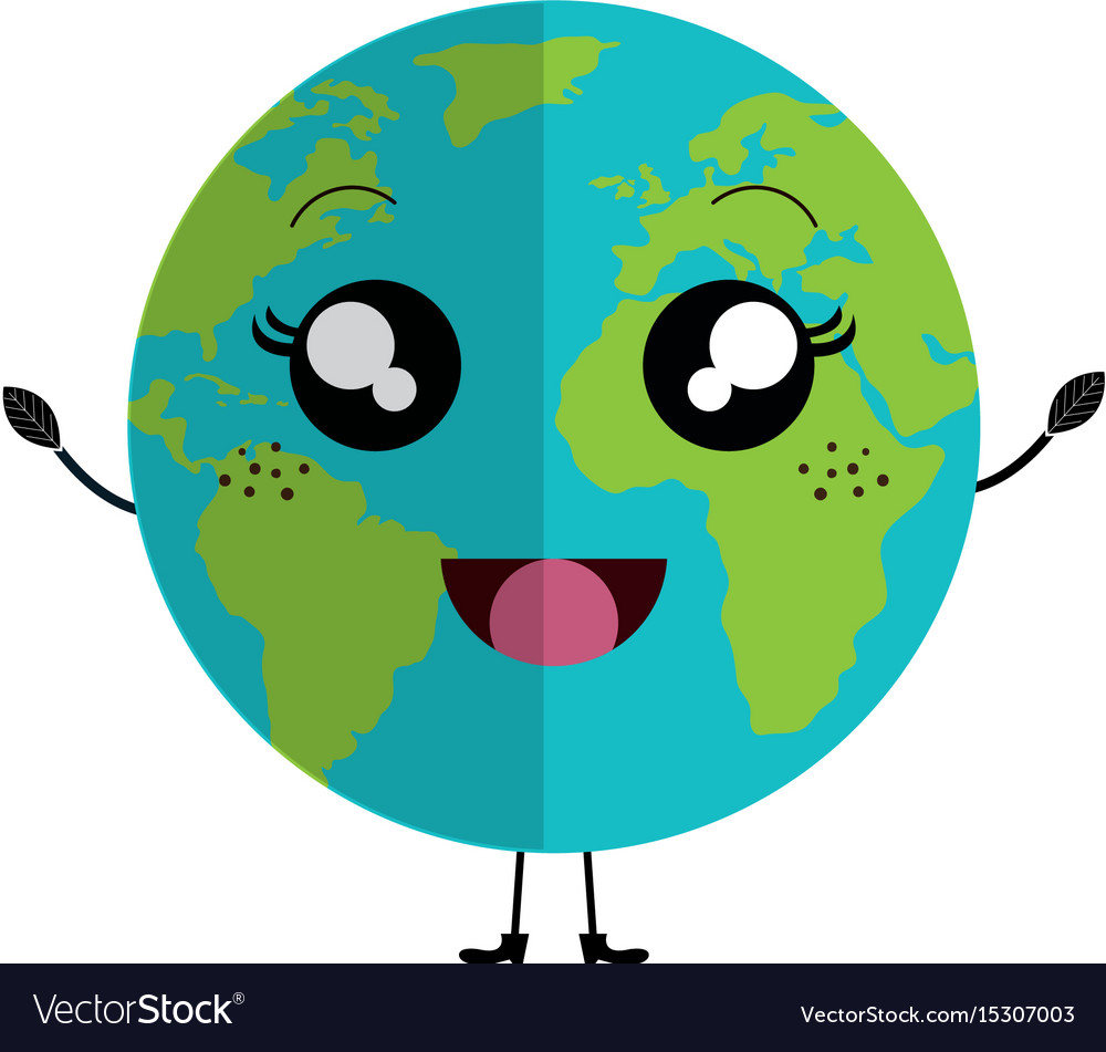 World planet earth kawaii character Royalty Free Vector