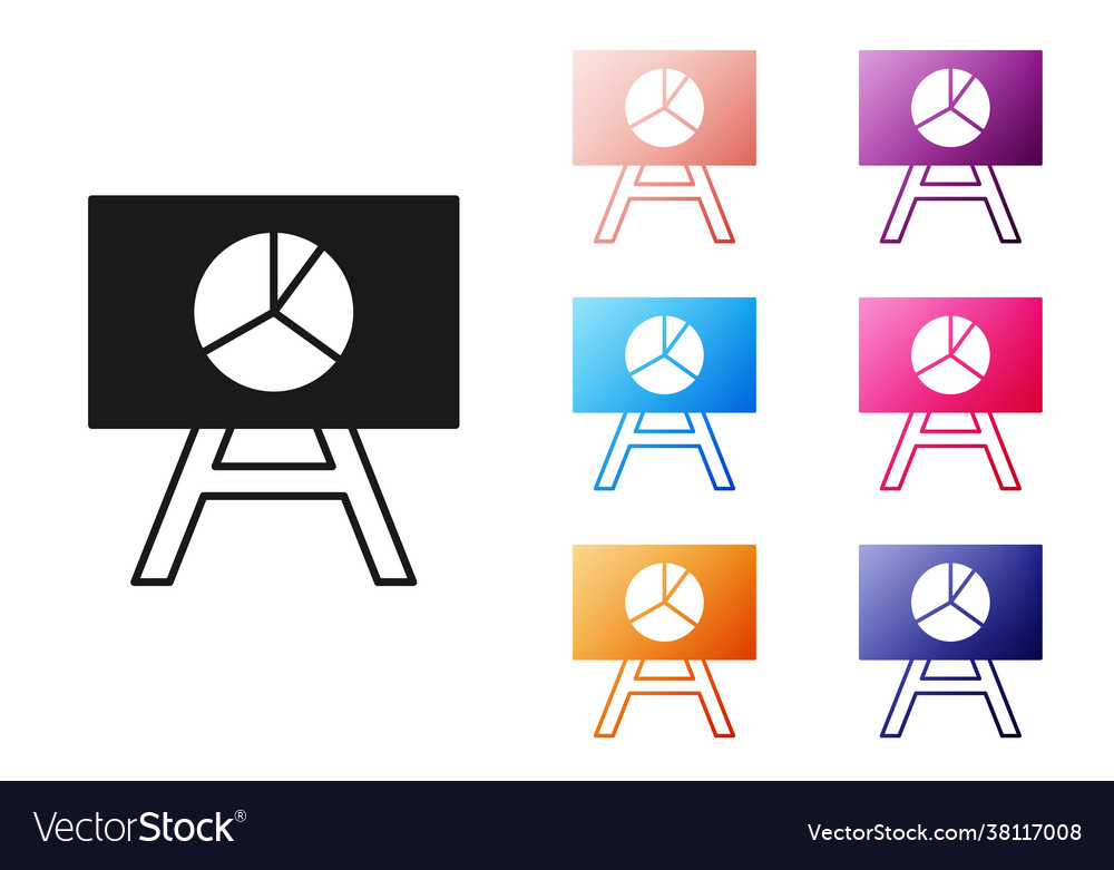 Black board with graph chart icon isolated