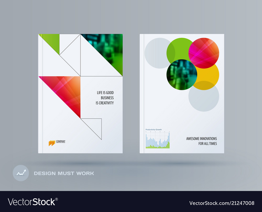 Brochure design triangular template colourful vector image Brochure design triangular template colourful