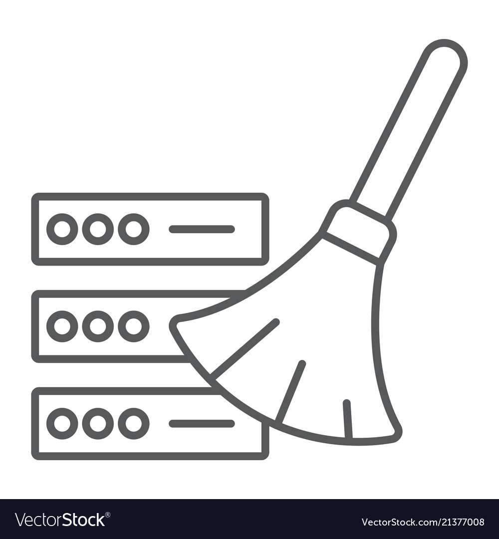 Database cleaning thin line icon data analytics