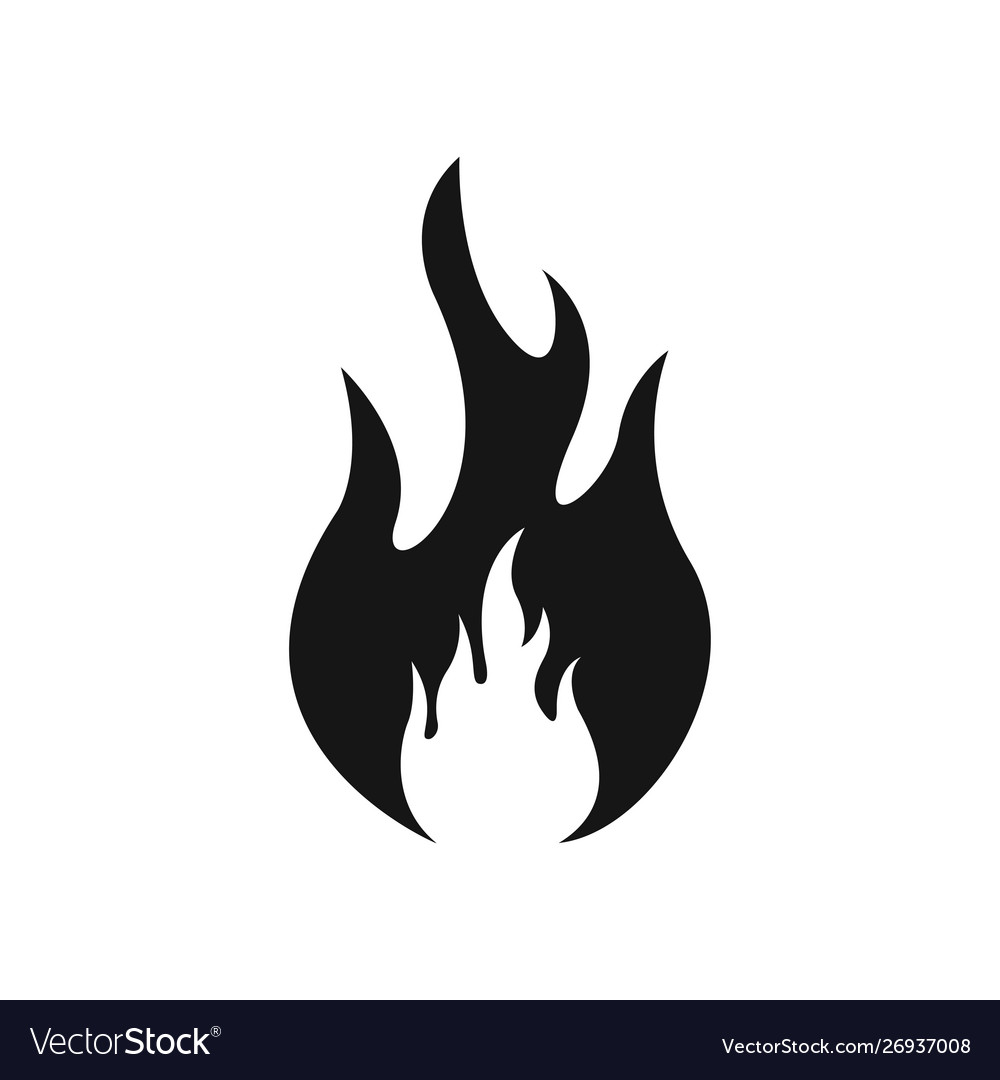 Fire flames icon silhouette and black Royalty Free Vector