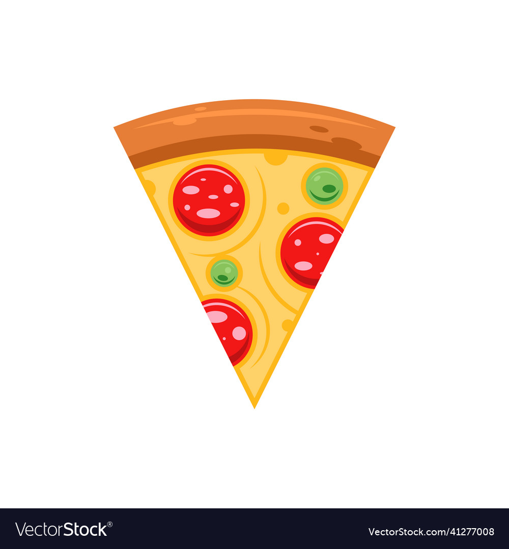 Fresh Appetizing Pizza Triangle Slice Top View Vector Image