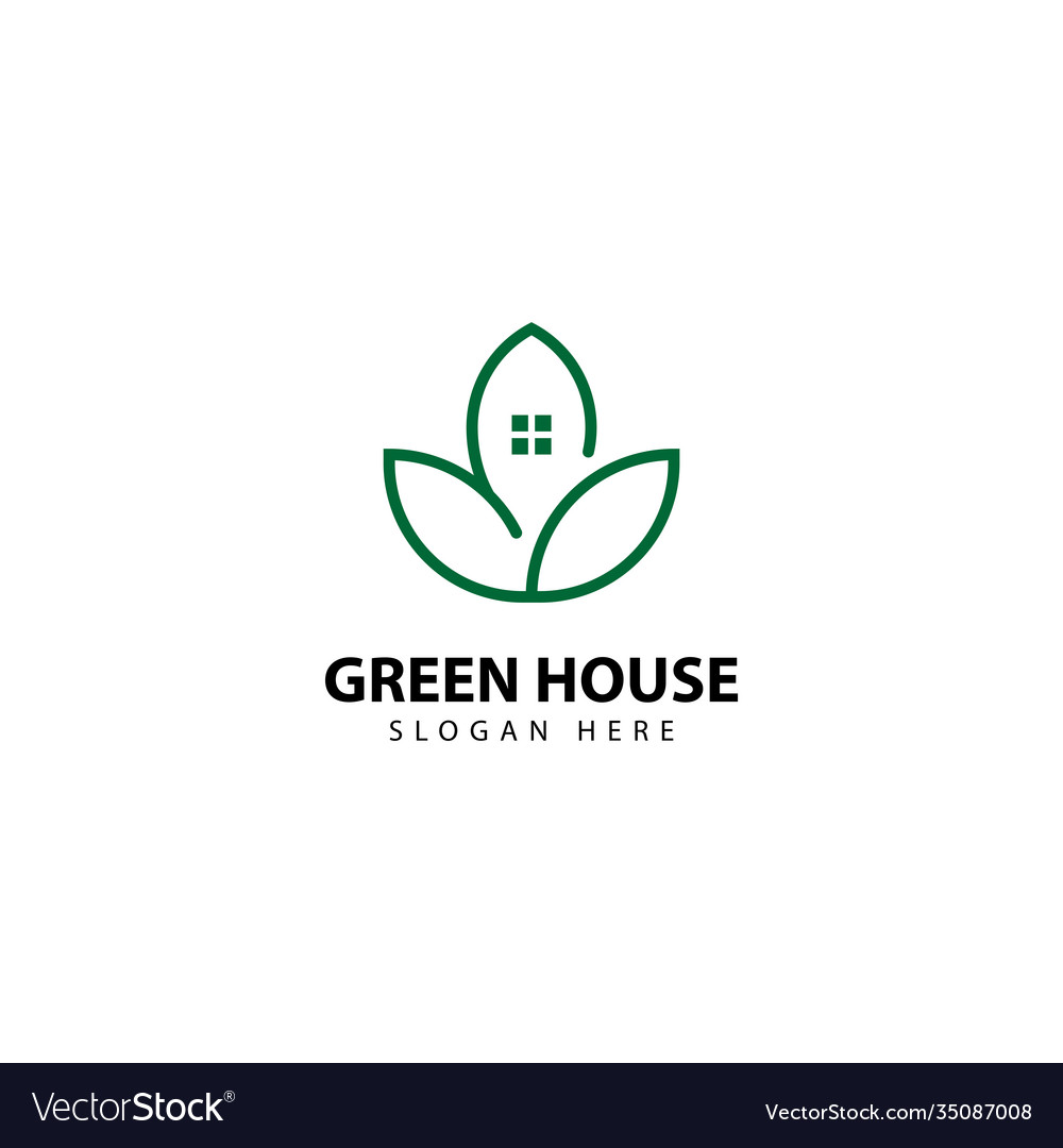 Green house logo outline monoline