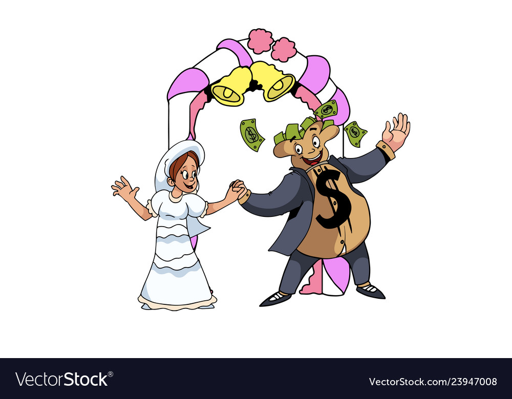 Marrying For Money Cartoon Royalty Free Vector Image