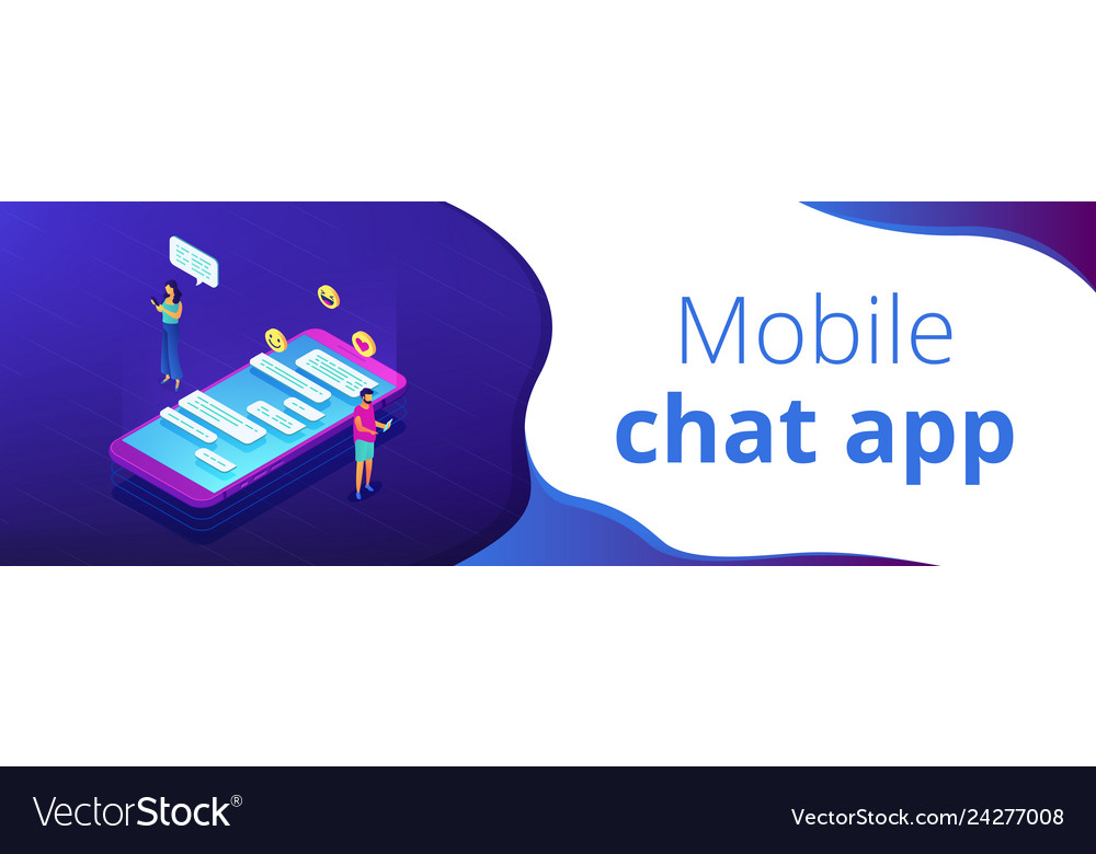 Messaging application isometric 3d banner header